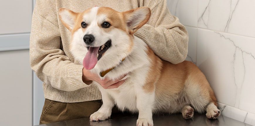 woman holding cute dog